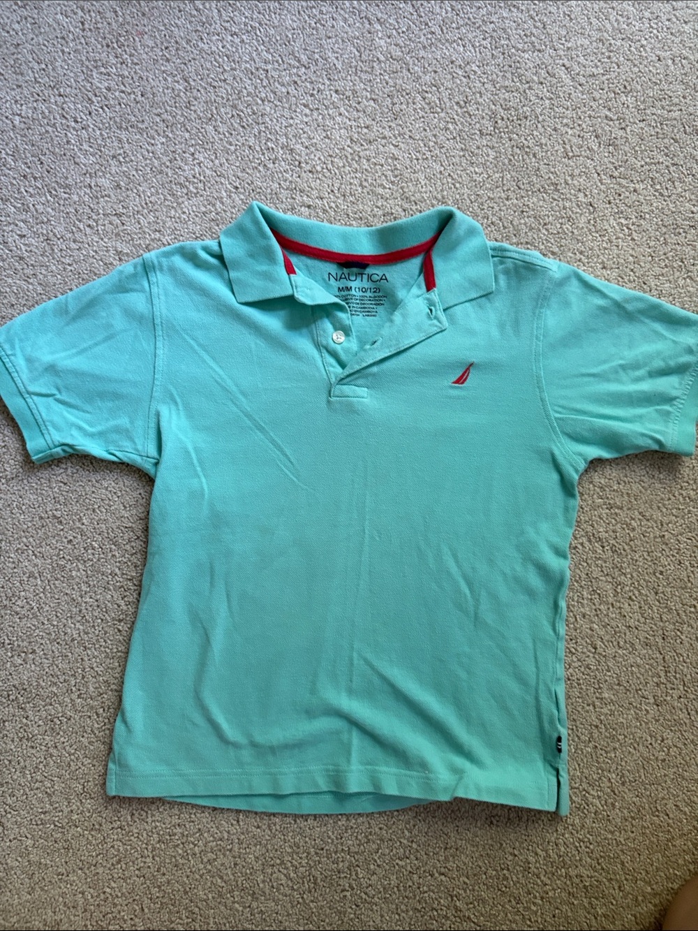 Nautica Kids Light Aqua Polo with Red Trim